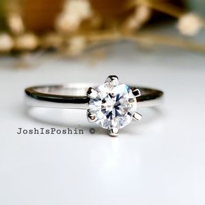 0.8CTW Classic six prong moissanite engagement ring in sterling silver